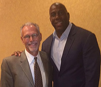 Magic Johnson in the BigSpeak Office