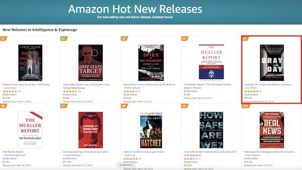 Cybersecurity Speaker Eric O’Neill’s Gray Day Becomes Amazon Bestseller