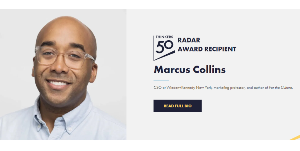 Congratulations to Marcus Collins, Thinkers50 Radar Distinguished Award Winner